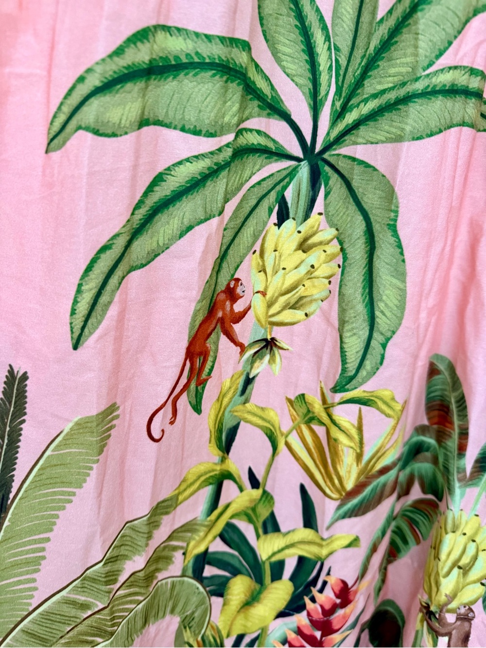 FARM Rio Coral Pink Maxi Skirt with Tropical Banana Palms - Picture 5 of 8